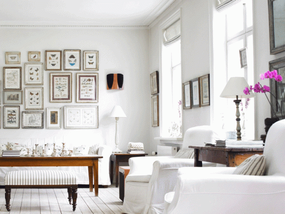 Phòng khách hiện đại màu trắng 